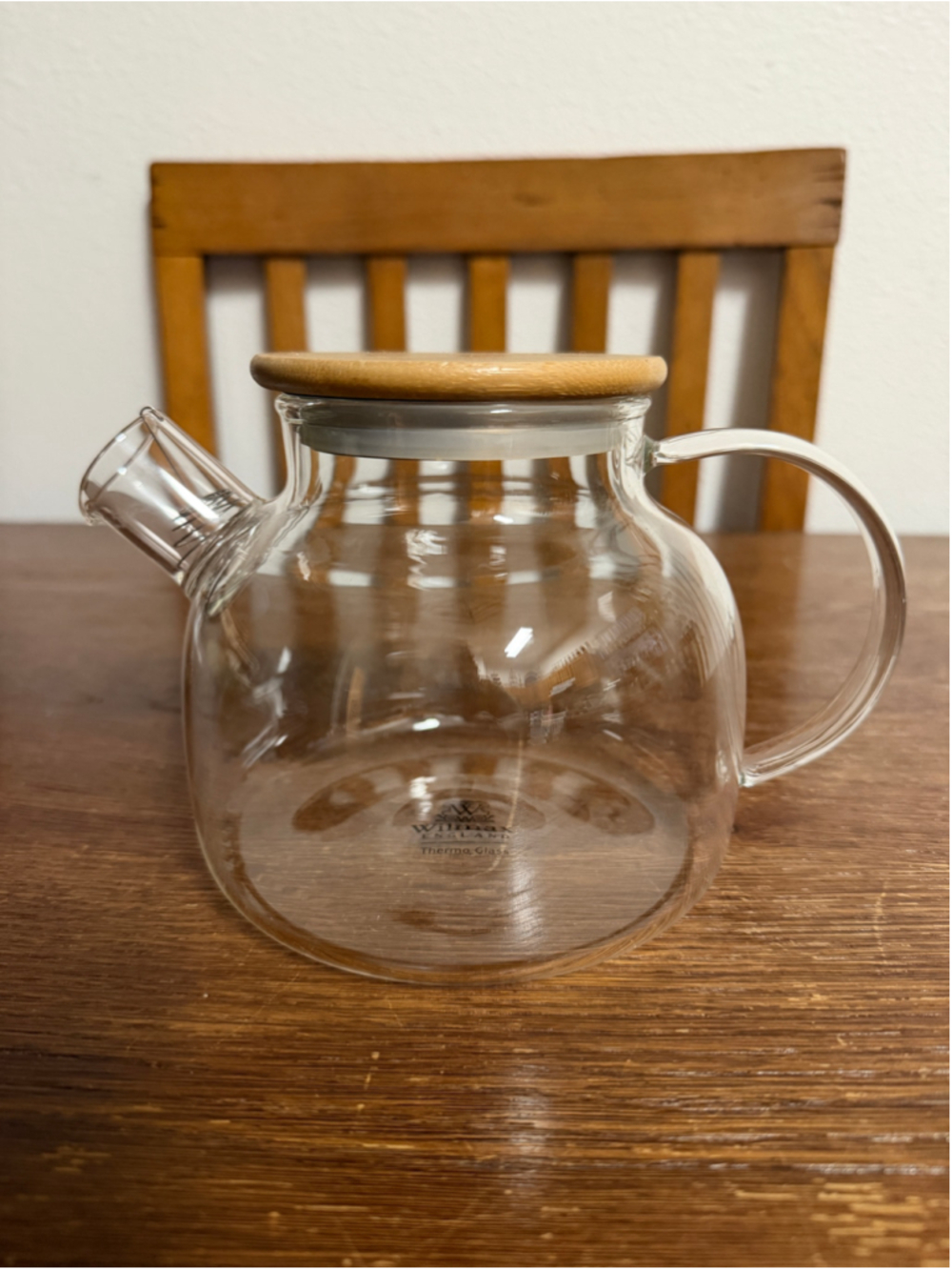 Wilmax England Thermo Glass Teapot Bamboo Lid Borosilicate Glass Tea Pot with Fi